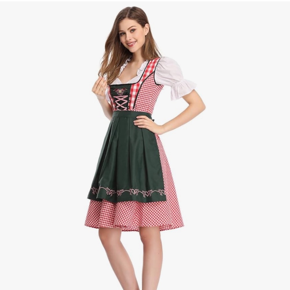 Classic Green and Red Dirndl Dress